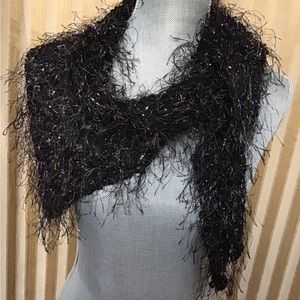 Hand Knit Shiny Eyelash Scarf